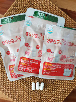 마띠유 생유산균 먹고 또 요구르트도 먹고 30알X2 + 10알X1 — 4점을 준 리뷰어가 2018년 7월 올린 사용 사진