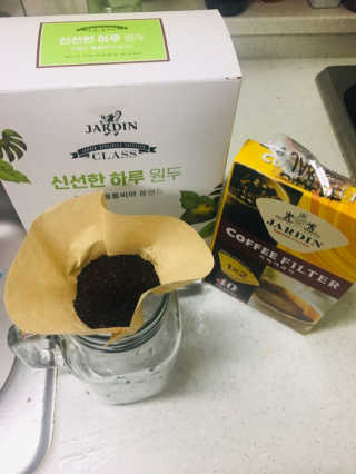 (주)쟈뎅 [쟈뎅] 클래스 신선한 하루 원두+여과지 SET — 5점을 준 리뷰어가 2019년 3월 올린 사용 사진