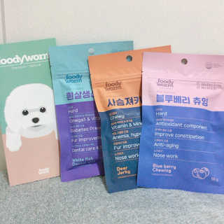 푸디웜 주식회사 [푸디웜] 강아지 저알러지 수제간식 3종세트 — 4점을 준 리뷰어가 2018년 11월 올린 사용 사진