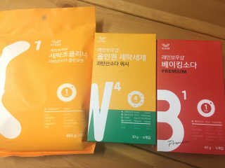 레인보우샵 올인원세탁세제,베이킹소다 스틱포6개입+세탁조클리너 — 5점을 준 리뷰어가 2018년 4월 올린 사용 사진