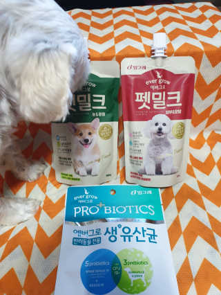 [빙그레] 에버그로 생유산균 1봉（10포입）+펫밀크2팩 — 4점을 준 리뷰어가 2019년 5월 올린 사용 사진
