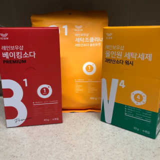 레인보우샵 올인원세탁세제,베이킹소다 스틱포6개입+세탁조클리너 — 3.5점을 준 리뷰어가 2018년 3월 올린 사용 사진