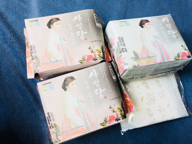 순면 프리미엄 사임당 생리대 패키지 리뷰 사진