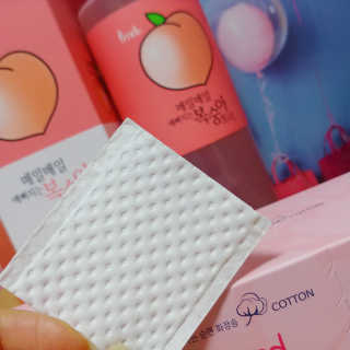 프레티 복숭아 토너 + 소프트 엠보 코튼 화장솜 — 5점을 준 리뷰어가 2019년 4월 올린 사용 사진