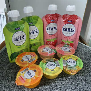 데르뜨 떠먹는 과일 3종, 짜먹는 과일 2종 총 10개 체험 — 5점을 준 리뷰어가 2020년 3월 올린 사용 사진
