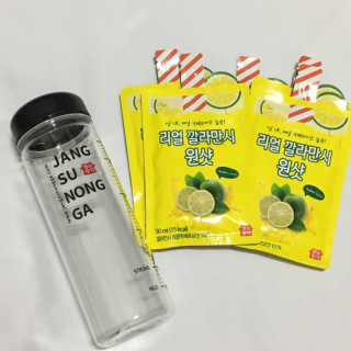 장수농가 리얼깔라만시 원샷 50ml 10팩+보틀 — 5점을 준 리뷰어가 2019년 4월 올린 사용 사진