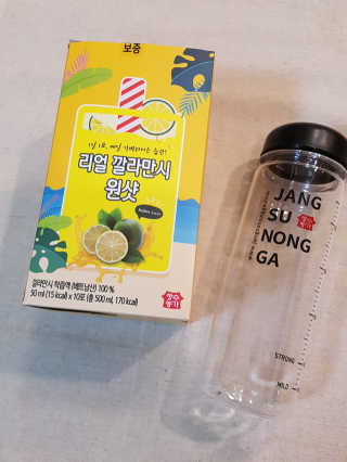 장수농가 리얼깔라만시 원샷 50ml 10팩+보틀 — 5점을 준 리뷰어가 2019년 5월 올린 사용 사진
