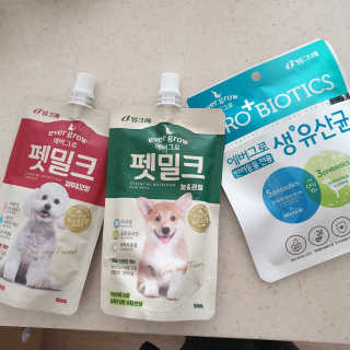 [빙그레] 에버그로 생유산균 1봉（10포입）+펫밀크2팩 — 4점을 준 리뷰어가 2019년 5월 올린 사용 사진