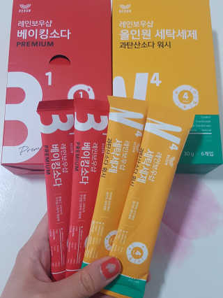 레인보우샵 올인원세탁세제,베이킹소다 스틱포6개입+세탁조클리너 — 4점을 준 리뷰어가 2018년 4월 올린 사용 사진
