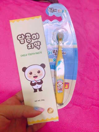 달곰이 어린이 치약+어린이 칫솔 SET — 5점을 준 리뷰어가 2018년 5월 올린 사용 사진