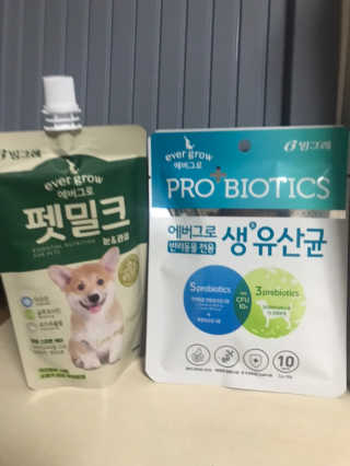 [빙그레] 에버그로 생유산균 1봉（10포입）+펫밀크2팩 — 5점을 준 리뷰어가 2019년 3월 올린 사용 사진