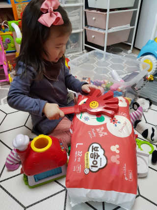 보솜이 베이비케어 팬티형 기저귀 — 5점을 준 리뷰어가 2019년 3월 올린 사용 사진