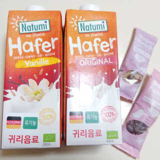 나투미 귀리음료 오리지날 1L + 바닐라 1L — 4점을 준 리뷰어가 2019년 2월 올린 사용 사진