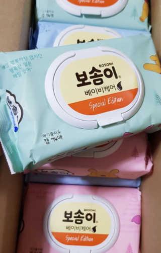 보솜이 아기물티슈 베이비케어 푸에디션 캡 74매 10입 — 5점을 준 리뷰어가 2019년 4월 올린 사용 사진