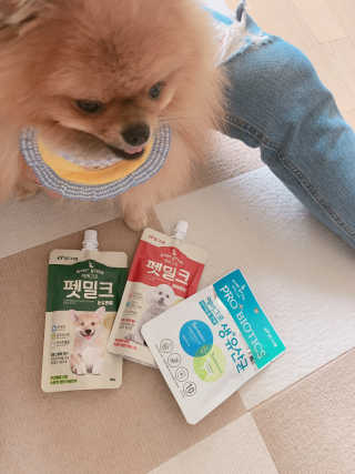 [빙그레] 에버그로 생유산균 1봉（10포입）+펫밀크2팩 — 4.5점을 준 리뷰어가 2019년 5월 올린 사용 사진