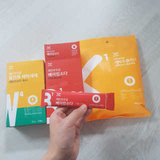 레인보우샵 올인원세탁세제,베이킹소다 스틱포6개입+세탁조클리너 — 5점을 준 리뷰어가 2018년 4월 올린 사용 사진