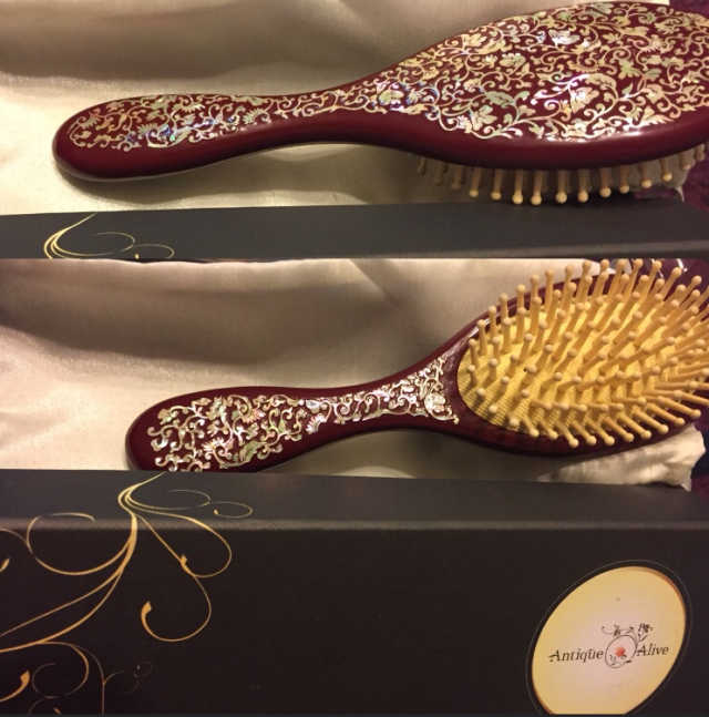 Antique Alive  두피마사지 원목 나전칠기 헤어브러쉬 리뷰 사진