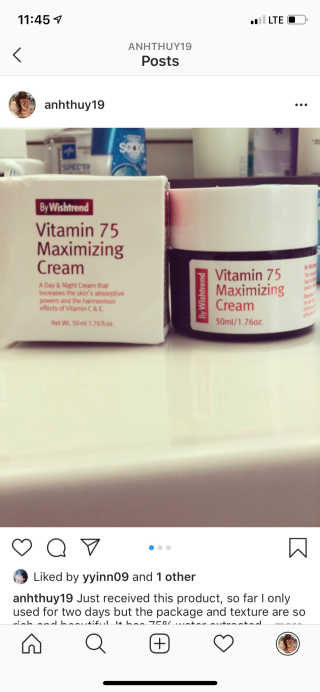 바이 위시트랜드 VITAMIN 75 CREAM — 4점을 준 리뷰어가 2019년 9월 올린 사용 사진