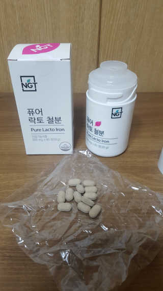 네츄럴굿띵스 퓨어 락토 철분 60일분 — 4.83점을 준 리뷰어가 2018년 1월 올린 사용 사진