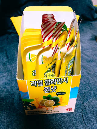 장수농가 리얼깔라만시 원샷 50ml 10팩+보틀 — 5점을 준 리뷰어가 2019년 4월 올린 사용 사진