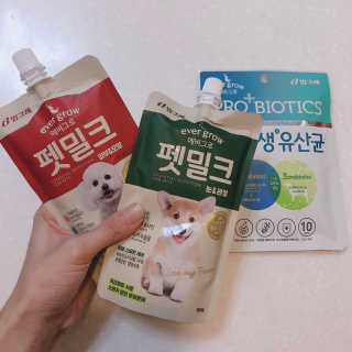 [빙그레] 에버그로 생유산균 1봉（10포입）+펫밀크2팩 — 5점을 준 리뷰어가 2019년 5월 올린 사용 사진