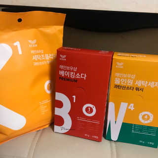 레인보우샵 올인원세탁세제,베이킹소다 스틱포6개입+세탁조클리너 — 4.67점을 준 리뷰어가 2018년 3월 올린 사용 사진