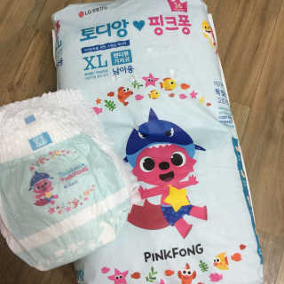 LG생활건강 토디앙 핑크퐁 팬티형 기저귀 — 5점을 준 리뷰어가 2017년 4월 올린 사용 사진
