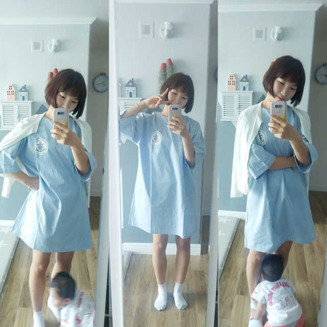 시트러스 스트라이프 셔츠원피스 리뷰 사진