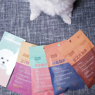푸디웜 주식회사 [푸디웜] 강아지 저알러지 수제간식 4종세트 — 5점을 준 리뷰어가 2018년 12월 올린 사용 사진
