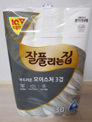 잘풀리는집 부드러운 모이스처 3겹 화장지 30롤 — 5점을 준 리뷰어가 2019년 9월 올린 사용 사진