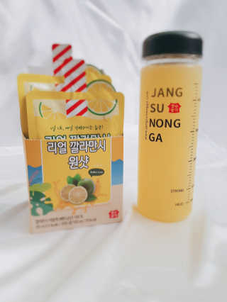 장수농가 리얼깔라만시 원샷 50ml 10팩+보틀 — 5점을 준 리뷰어가 2019년 4월 올린 사용 사진