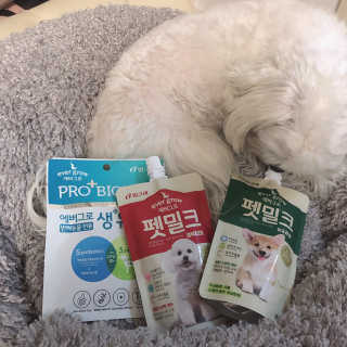 [빙그레] 에버그로 생유산균 1봉（10포입）+펫밀크2팩 — 5점을 준 리뷰어가 2019년 5월 올린 사용 사진
