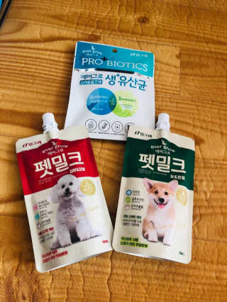 [빙그레] 에버그로 생유산균 1봉（10포입）+펫밀크2팩 — 5점을 준 리뷰어가 2019년 5월 올린 사용 사진