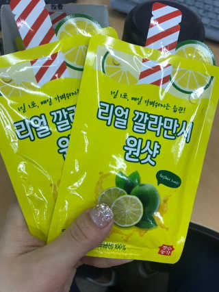 장수농가 리얼깔라만시 원샷 50ml 10팩+보틀 — 5점을 준 리뷰어가 2019년 4월 올린 사용 사진