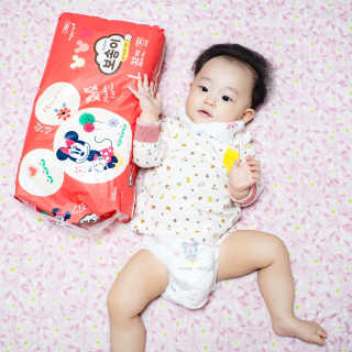보솜이 베이비케어 팬티형 기저귀 — 5점을 준 리뷰어가 2019년 3월 올린 사용 사진