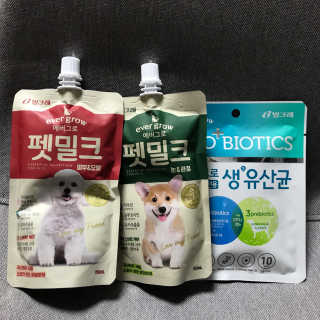 [빙그레] 에버그로 생유산균 1봉（10포입）+펫밀크2팩 — 5점을 준 리뷰어가 2019년 5월 올린 사용 사진