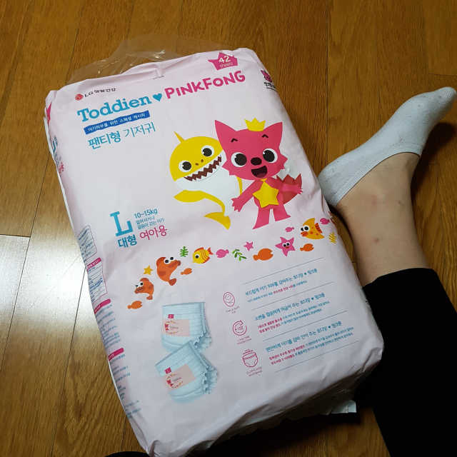 LG생활건강 토디앙 핑크퐁 팬티형 기저귀 리뷰 사진