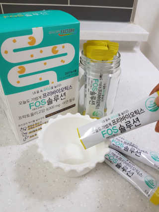 힐링팩토리 오늘도 가볍게 프리바이오틱스 FOS 솔루션 — 4점을 준 리뷰어가 2020년 2월 올린 사용 사진