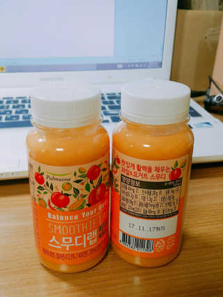 풀무원 스무디랩 피치&비타 — 4.33점을 준 리뷰어가 2017년 11월 올린 사용 사진