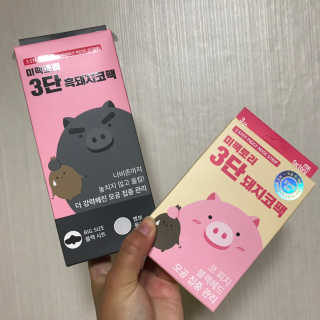 미팩토리 3단 돼지코팩 1box + 3단 흑돼지코팩 1box — 5점을 준 리뷰어가 2019년 8월 올린 사용 사진