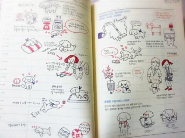 귀여운 4색 볼펜 일러스트 리뷰 사진