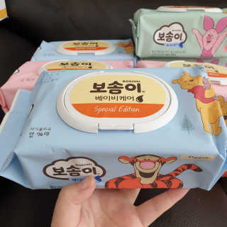보솜이 아기물티슈 베이비케어 푸에디션 캡 74매 10입 — 3점을 준 리뷰어가 2019년 4월 올린 사용 사진
