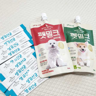 [빙그레] 에버그로 생유산균 1봉（10포입）+펫밀크2팩 — 5점을 준 리뷰어가 2019년 5월 올린 사용 사진