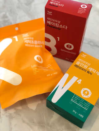 레인보우샵 올인원세탁세제,베이킹소다 스틱포6개입+세탁조클리너 — 5점을 준 리뷰어가 2018년 4월 올린 사용 사진