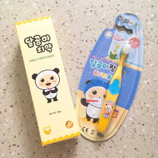 달곰이 어린이 치약+어린이 칫솔 SET — 5점을 준 리뷰어가 2018년 1월 올린 사용 사진
