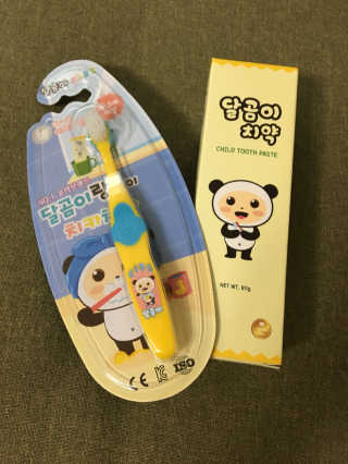 달곰이 어린이 치약+어린이 칫솔 SET — 5점을 준 리뷰어가 2017년 9월 올린 사용 사진