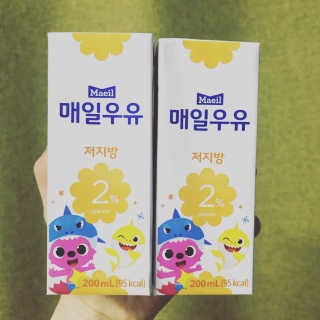 매일우유 멸균 매일우유 저지방 2프로 멸균 핑크퐁 에디션 6입 — 4.5점을 준 리뷰어가 2017년 12월 올린 사용 사진