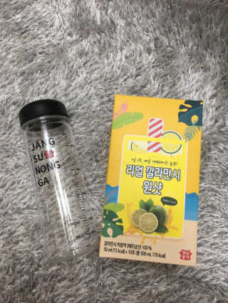 장수농가 리얼깔라만시 원샷 50ml 10팩+보틀 — 3.5점을 준 리뷰어가 2019년 5월 올린 사용 사진