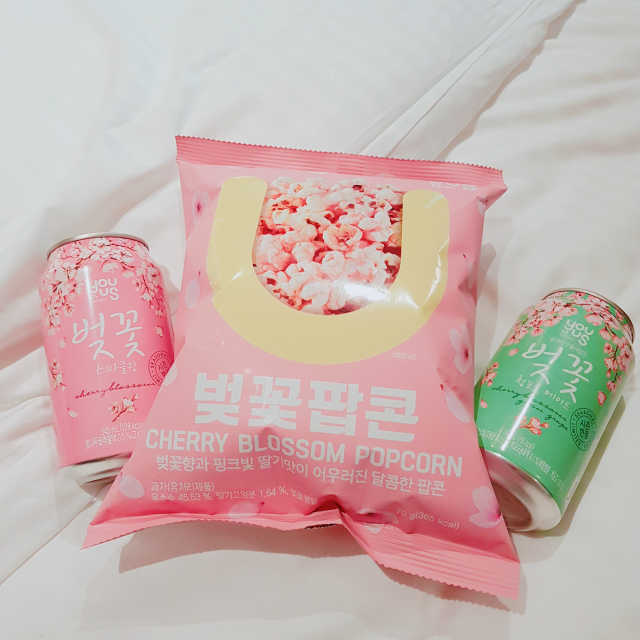 벚꽃 팝콘 + 벚꽃스파클링 + 벚꽃 청포도 에이드 리뷰 사진