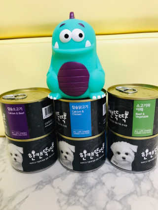 [펫토리아] 한캔뚝딱 강아지 주식캔 12종 콤보 — 5점을 준 리뷰어가 2019년 8월 올린 사용 사진